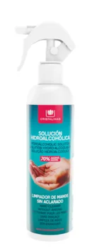 

Crystal hydroalcoholic solution in gun. 70% Alcohol. Ethanol Cosmetic. 250ml. Hand cleaner without rinsing.