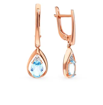 

Gold earrings with Topaz and cubic zirconia sunlight sample 585