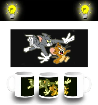 

CUP PHOTOLUMINESCENT CAT AND MOUSE glitter mug