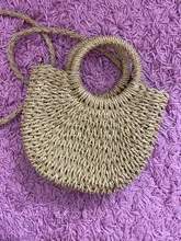 Gusure-Bolso de mimbre tejido para mujer, bandoleras cruzadas hechas a mano de verano para la playa, pequeñas, de hombro redondo de paja