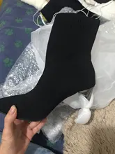 Aphixta-Botas de tacón de hoja de Metal para mujer, Botines de tacón de aguja, de tela elástica, puntiagudas