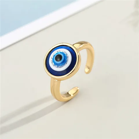 Turkish Red Blue Evil Eyes Ring For Women Men Zircon Geometric Heart Open Design Couple Rings Wedding Jewelry Friends Gif
