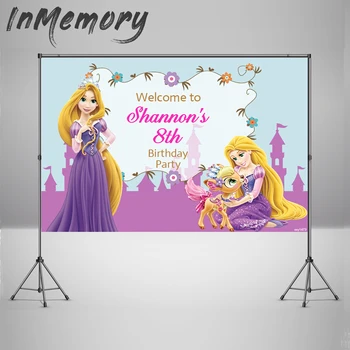 

Vinyl Girls Birthday Party Backdrop Princess Tangled Banner Photo Studio Props Photography backdrops Photo Studio 7x5ft