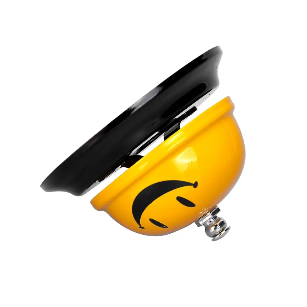 Yellow Stainless Steel Black Base Smiley Mechanical Design Fun Ringing Bell Ringing Table Bell Game Bell-1