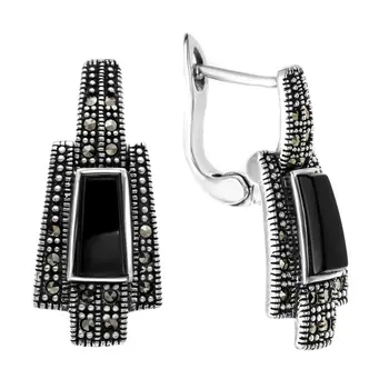 

Earrings made of silver with Onyx Sint. And Marcasite