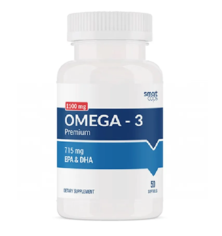 Smartcaps Omega 3 Premium Fish Oil (EPA:396 DHA:264) 50 Softgel Supplement |