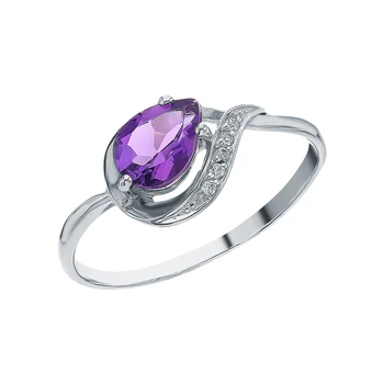 

Silver ring with amethyst and cubic zirconia sunlight sample 925
