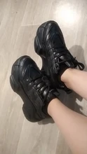 Zapatillas gruesas vulcanizadas informales para mujer, zapatillas de plataforma alta con cordones, color negro, 2020