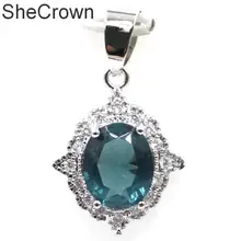 28x17 мм красивый темно-Лондонский голубой топаз Белый CZ подарок для сестры 925 Серебряный кулон