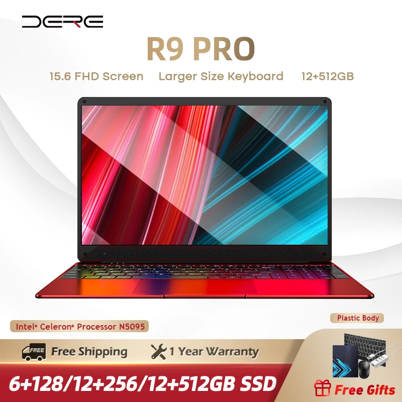 Ноутбук DERE R9 Pro 15 6 дюйма Intel Celeron N5095 12 Гб ОЗУ 512 SSD 1920*1080p ПК портативный игровой