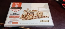 Robotime ROKR-modelo de tren en 3D de madera para niños, rompecabezas de madera, modelo de locomotora, juegos de construcción, regalo de cumpleaños