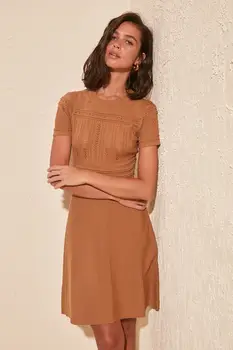 

Trendyol Mesh Detailed Short Sleeve Knitwear Dress TWOSS20EL1783