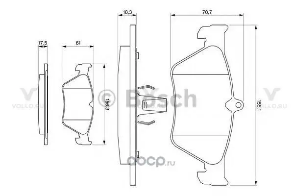 0986461129 BOSCH ДИСКОВЫЕ КОЛОДКИ ПЕРЕДНИЕ