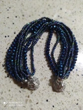 SINLEERY 19CM Fashion Blue Black Brown Gray Crystal Beads Multilayers Wrap Bangle Bracelet