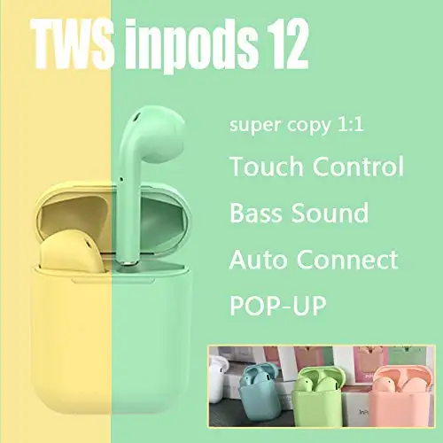 Auriculares inalámbricos bluetooth inPods 12 с помощью губки Макарон 5,0 cajita bateria внешний аккумулятор на Airpods стерео cascos грех кабель сайт peques