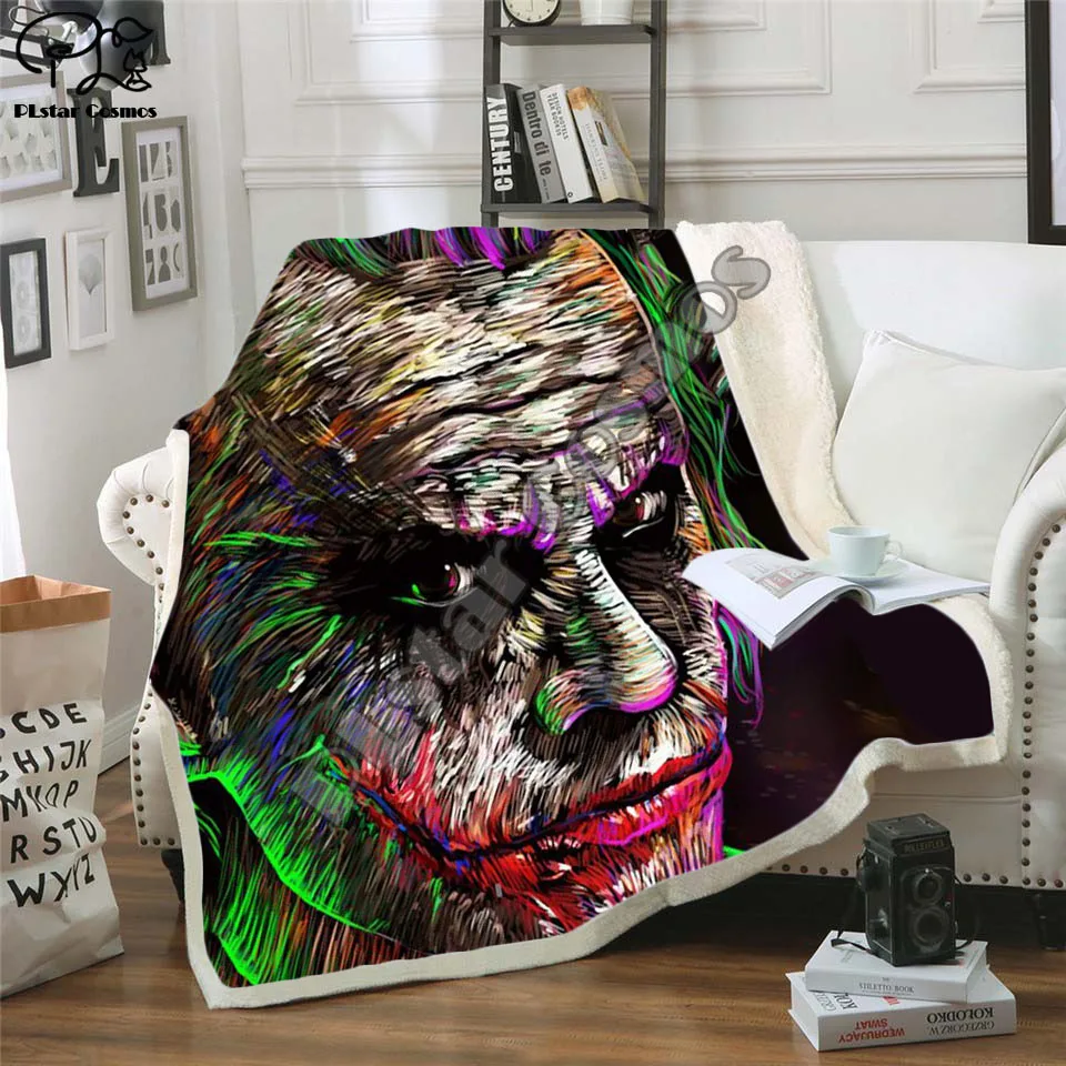 Plstar Cosmos Cartoon Night Before Christmas Joker Poker Blanket 3D print Sherpa Blanket on Bed Home Textiles Dreamlike style-2