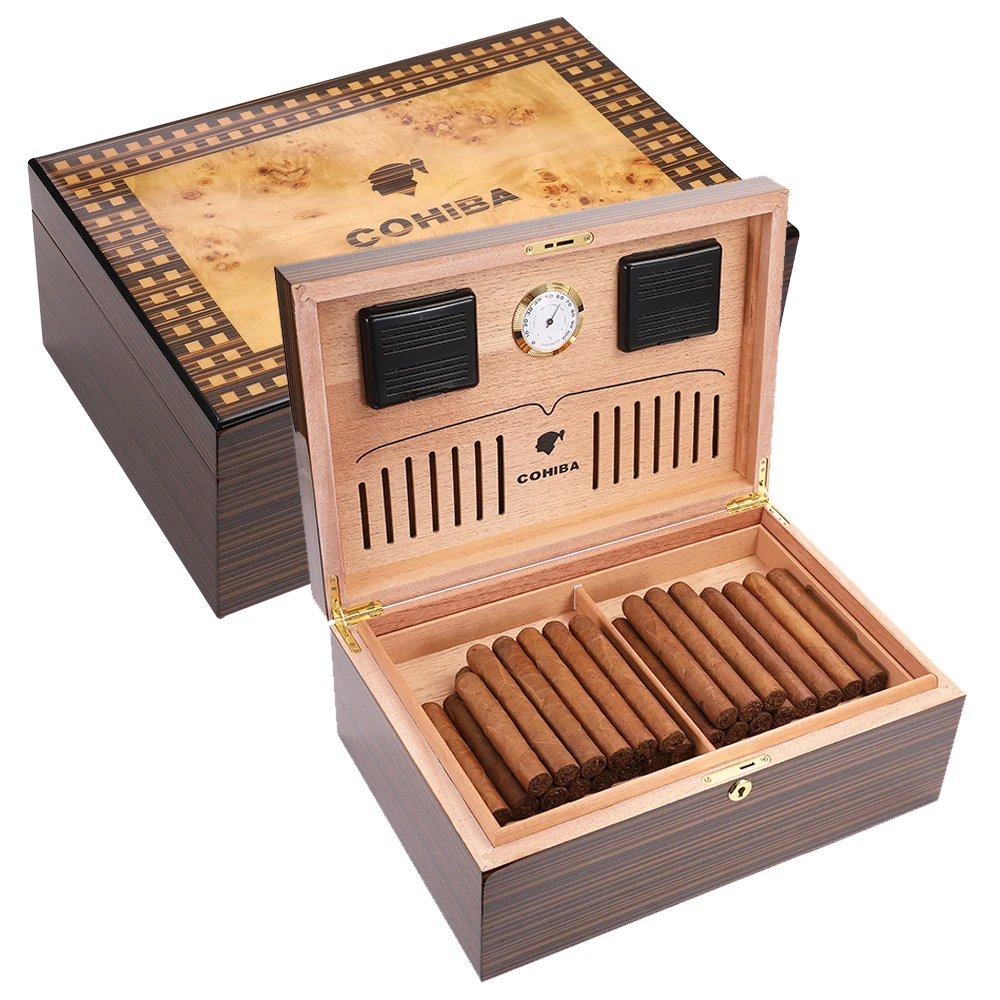 Коробка для сигар Humidor глянцевое Spainsh дерево кедра с подкладкой W/увлажнитель