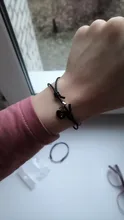 Conjunto de 2 uds. De pulsera de moda para parejas, brazalete de cuerda de diseño de Color negro con llave de bloqueo, joyas de envío al por mayor y directo