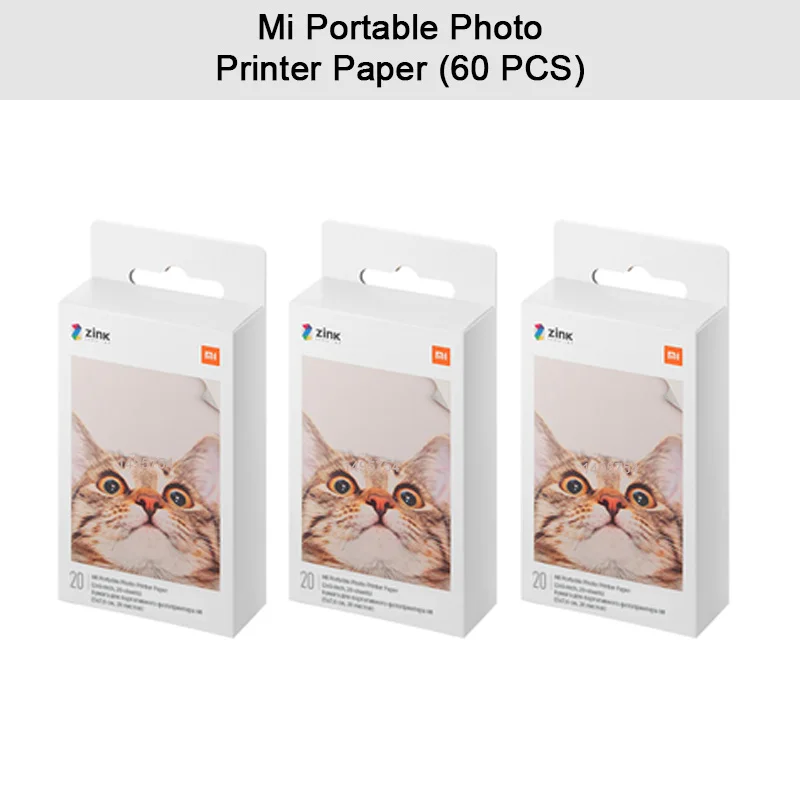 Original Xiaomi ZINK Portable Printer Paper Self-adhesive Photo Color Print 20/60/100/200 Sheets 3-inch Mini Sticker Design 