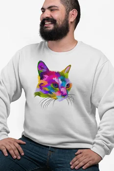 

Angemiel Wear Color Cat Portrait White Men 'S Sweatshirt