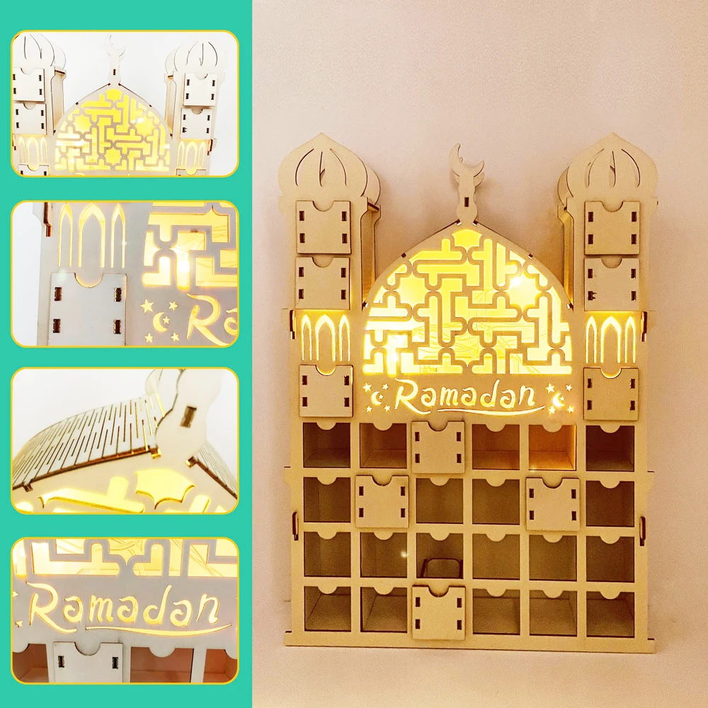 Calendrier de l'Avent Ramadan 2023 - Calendrier de l'Aïd Mubarak DIY -  Calendrier de compte à rebours en bois, décorations de Ramadan et de l'Aïd