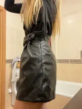 2020 Winter New Women Orange Color PU Bermuda Shorts Faux Leather Belted Shorts