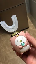 Cepillo de dientes eléctrico sónico para niños, 360 grados, de silicona, automático, Ultra sónico, recargable por USB, con dibujos animados