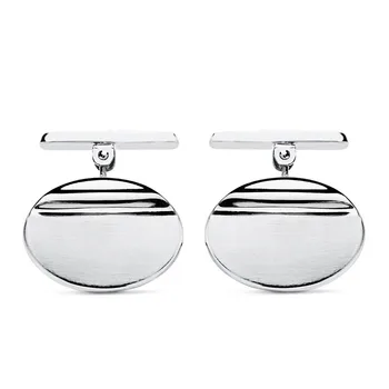 

Cufflinks 18k white gold oval 18mm. Horizontal bands smooth closure rigid
