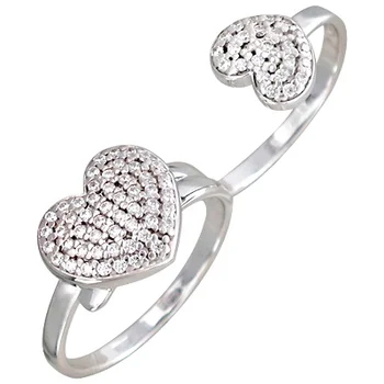

Sokolov two-finger ring hearts with cubic zirconia Silver