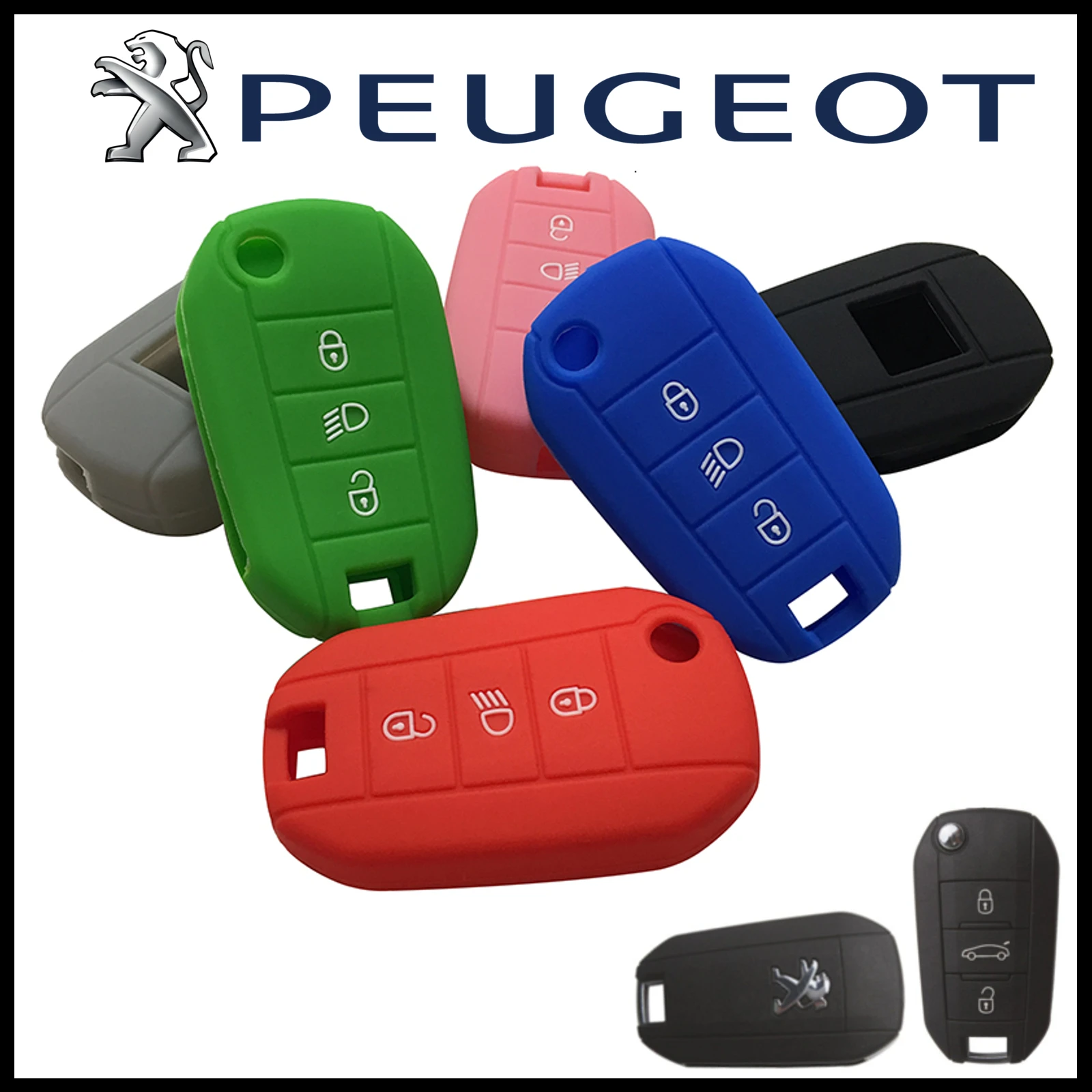 Funda de Silicona para llave PEUGEOT 407 408 307 308 107 207 2008 108 208 3008 Carcasa Gel