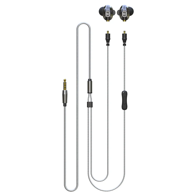 2020 M2 double moving coil In ear Monitor Headphone HIFI Bass Headset With Detachable Cable Studio DJ Monitor Earphones Earbuds