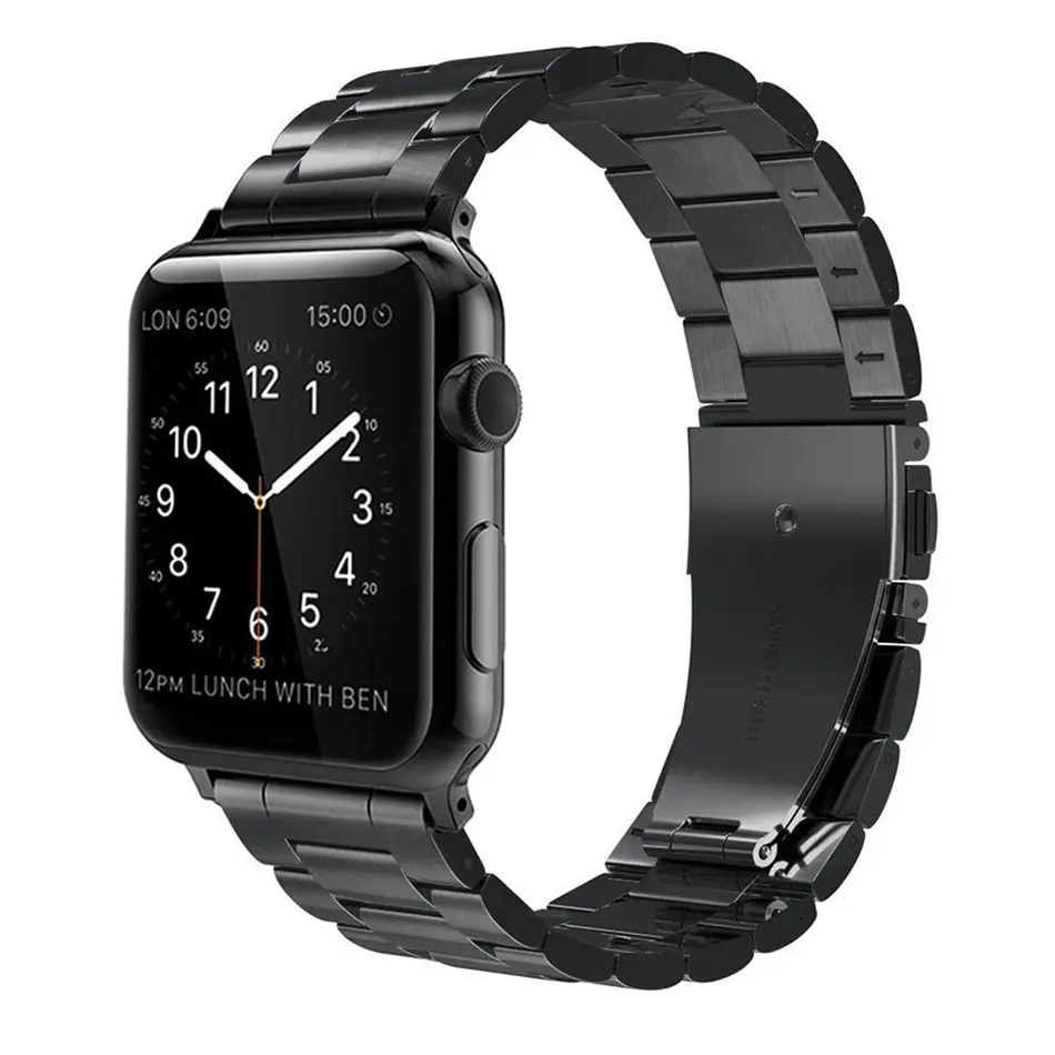 Strap Apple Watch steel bracelet large link 42 44mm(Black