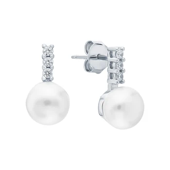 

Silver earrings with cubic zirconia and pearls imitation sunlight sample 925