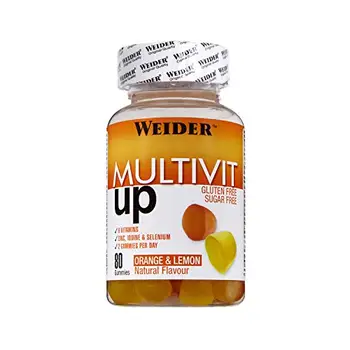 

Joe Weider Victory Multivit Up 80 gummies, orange and lemon flavor, no sugars and no gluten, gummy vitamins and minerals