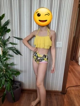 Conjunto de Bikini para niñas, bañador Falbala de dos piezas, traje de baño de verano con cuello Halter, 2021