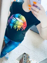 Shirt Lips Tees Base Women Tops Funny Leopard Summer Fashion O-Neckblack ZOGANKIN