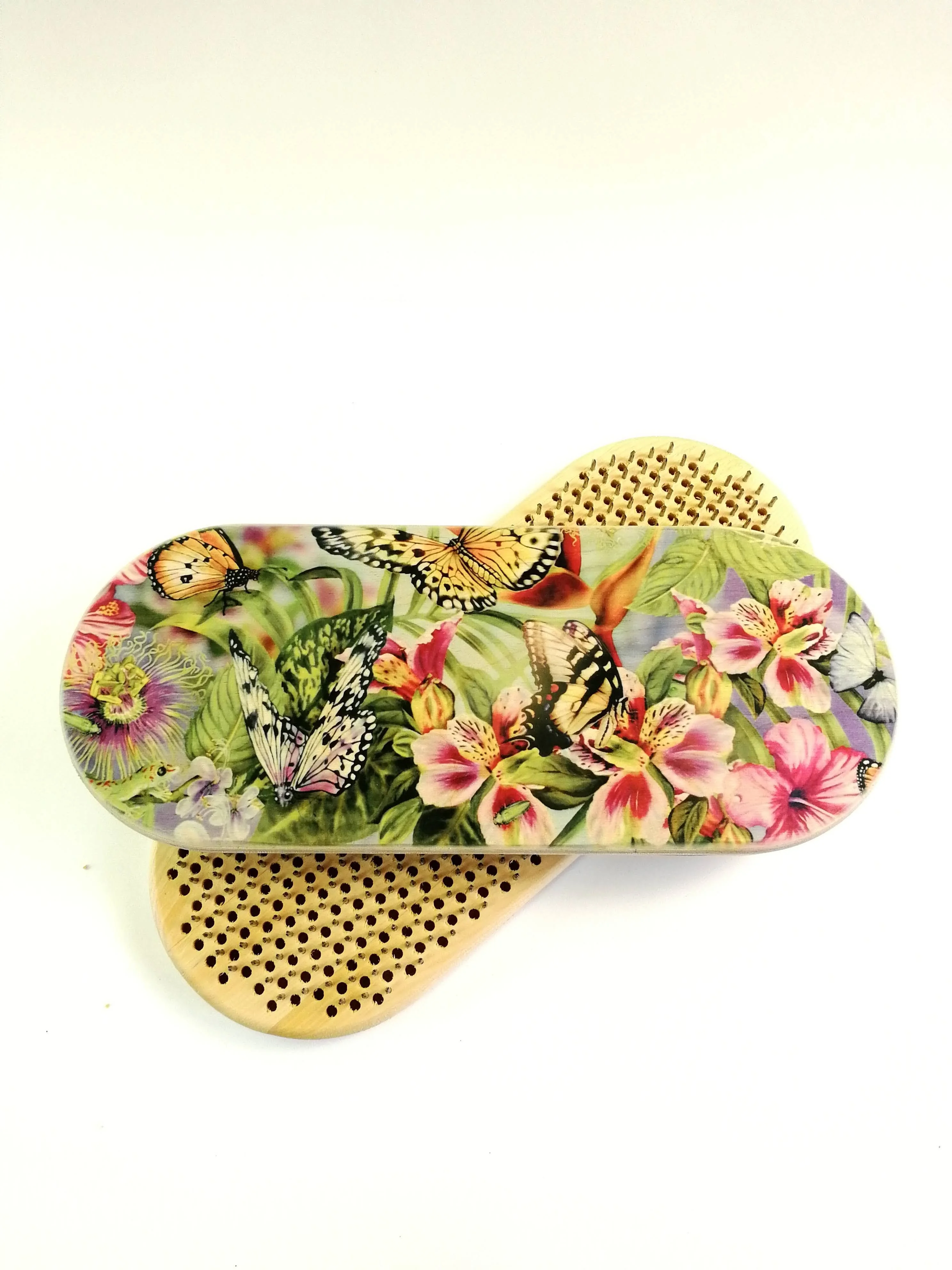 Йога доска Садху &quotЦветы и бабочки&quotиз кедра Массажер для стоп