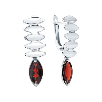 

Silver earrings with Garnet sunlight sample 925