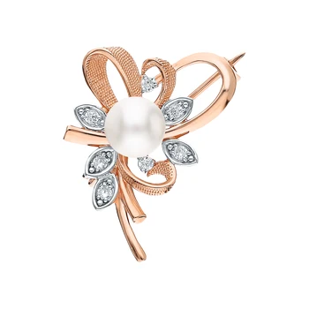 

Silver brooch with cubic zirconia and pearls cultured sunlight