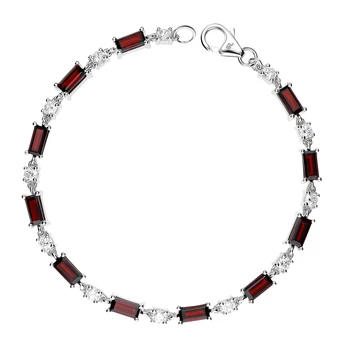 

Silver Bracelet with cubic zirconia and Garnet sunlight sample 925
