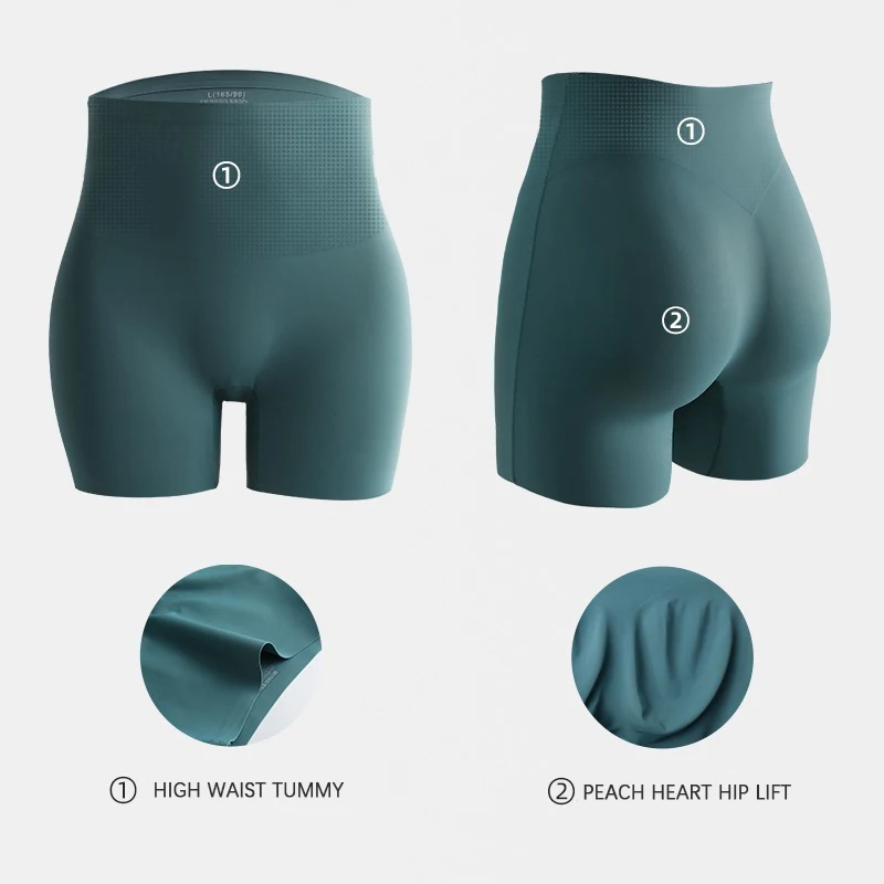 High Waist Underwear Safety Shorts High Waist Shorts High Waist Panties Seamless Panties Safety Pants Flarixa 2PCS 3 In 1 Women's
