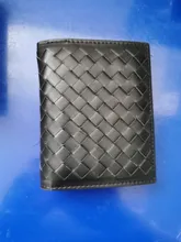 Billeteras 100% de cuero de vaca para hombre, Cartera de marca tejida de lujo a la moda, Simple, para negocios, 2021