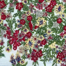 Красные шикарные 3d цветы эксклюзивные ручной работы свадебные кружева гипюр для вечерних платьев, цена за метр, высокое качество, кружева 12, MA