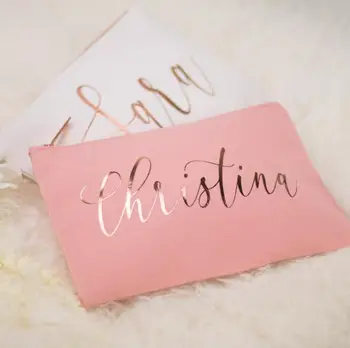 

Personalized names Monogram Makeup Bag - Cursive Script CUSTOM NAME Teal blush pink bridesmaid Make Up Bag - Best Friend Gifts