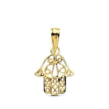 

Pendant 9k gold Hand of Fatima openwork 14mm. Woman wide 11mm.
