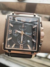 Reloj deportivo para hombre, cronógrafo de cuarzo, con Esfera Grande cuadrada de cuero, marca superior de lujo, a la moda, resistente al agua, nuevo, 2021