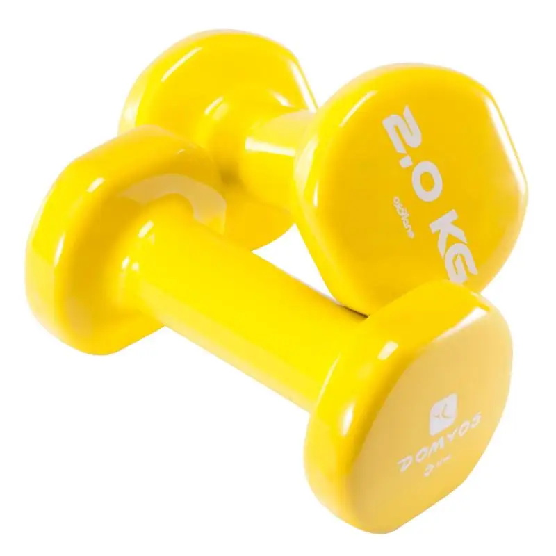 ГАНТЕЛИ ДЛЯ ПИЛАТЕСА И ТОНИФИКАЦИИ МЫЩЦ 2*2 КГ. DOMYOS Decathlon - Цвет: Желтый