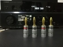 Conector de Banana de 4mm, conectores banana para altavoz de 24K, chapado en cobre y oro de 4mm, con poste de encuadernación de 4mm, 4 Uds.
