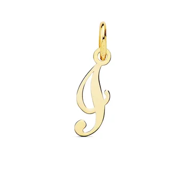 

18k gold pendant English letter I uppercase 14mm. Smooth openwork