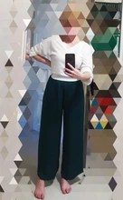 Pantalones de pierna ancha de seda para mujer, mallas tobilleras sueltas de pierna ancha, informales, cintura elástica, RZBY110